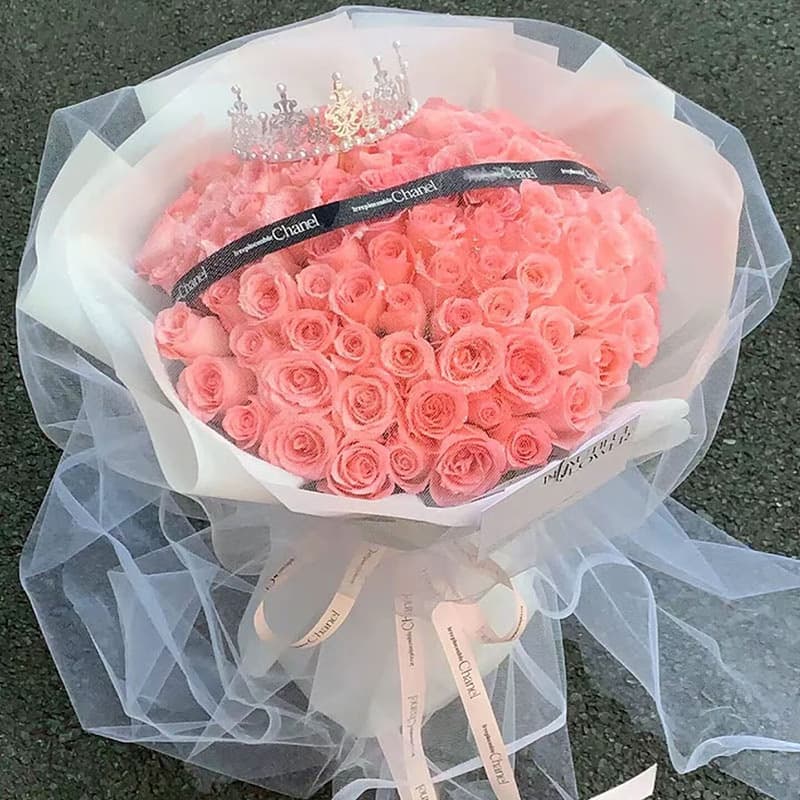 Pink starry sky, 52 pink roses - Send roses to China