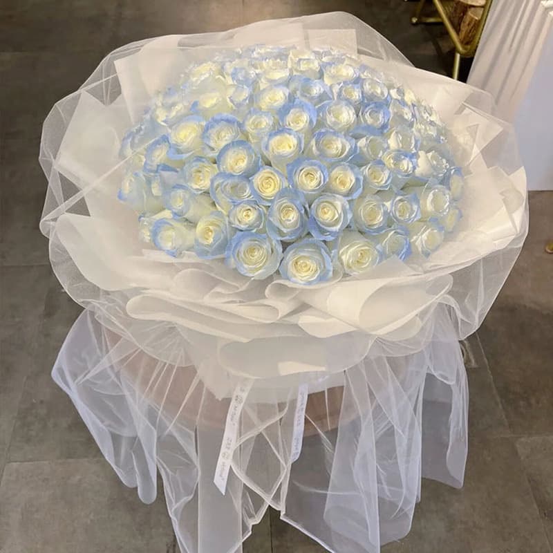 Seeing flowers like faces -99 crushed ice blue roses - Send roses to China