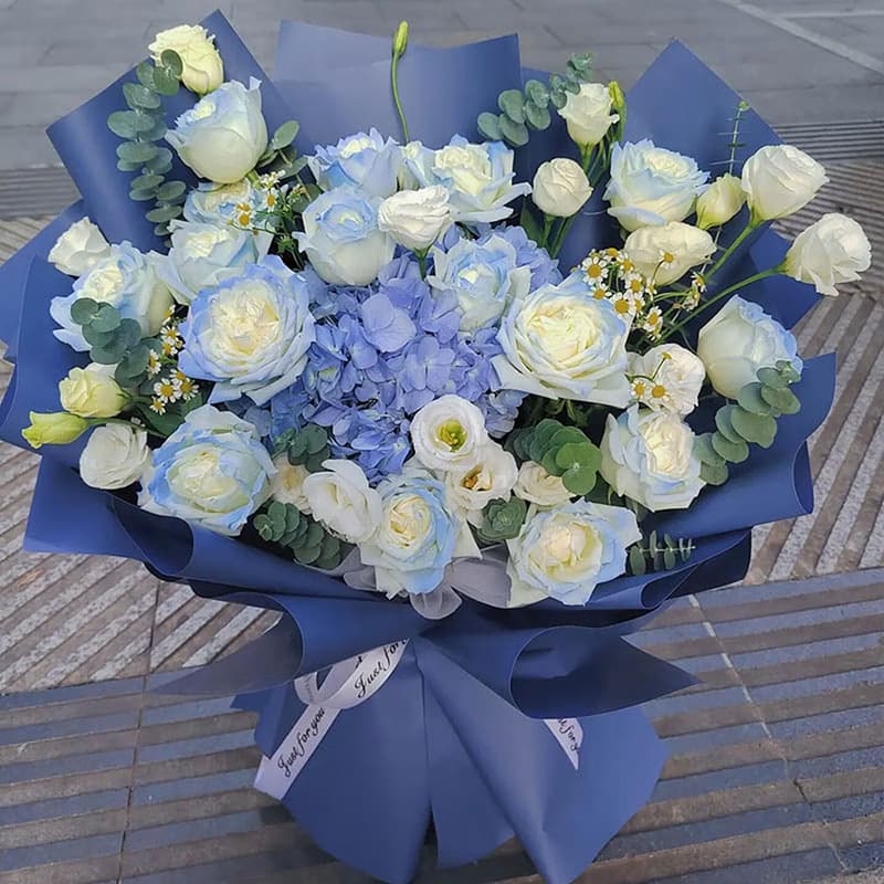 In the name of love, 16 shattered ice blue roses
