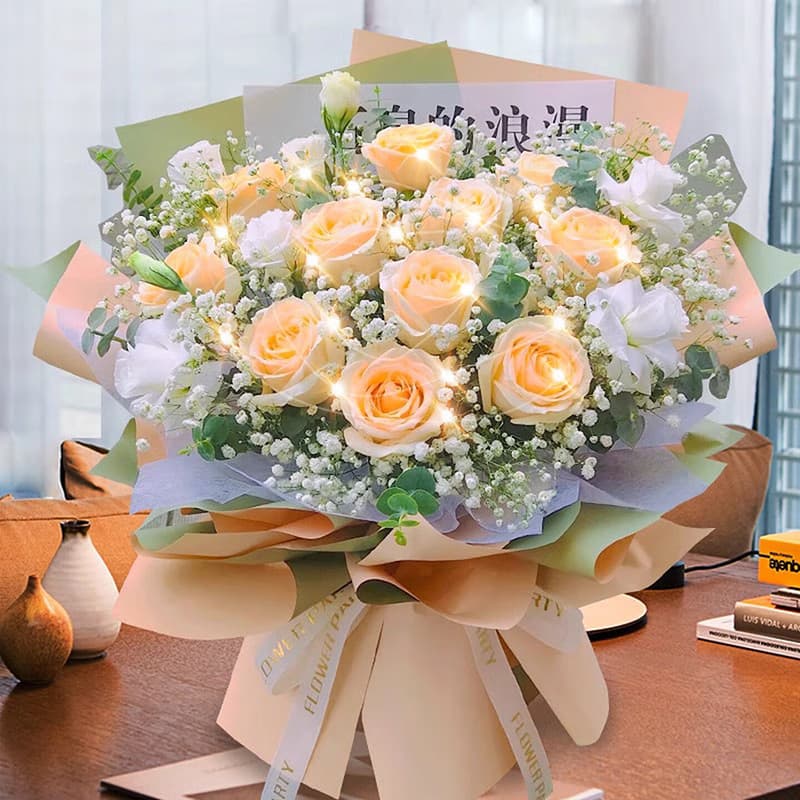 Romantic surprise, 11 champagne roses.