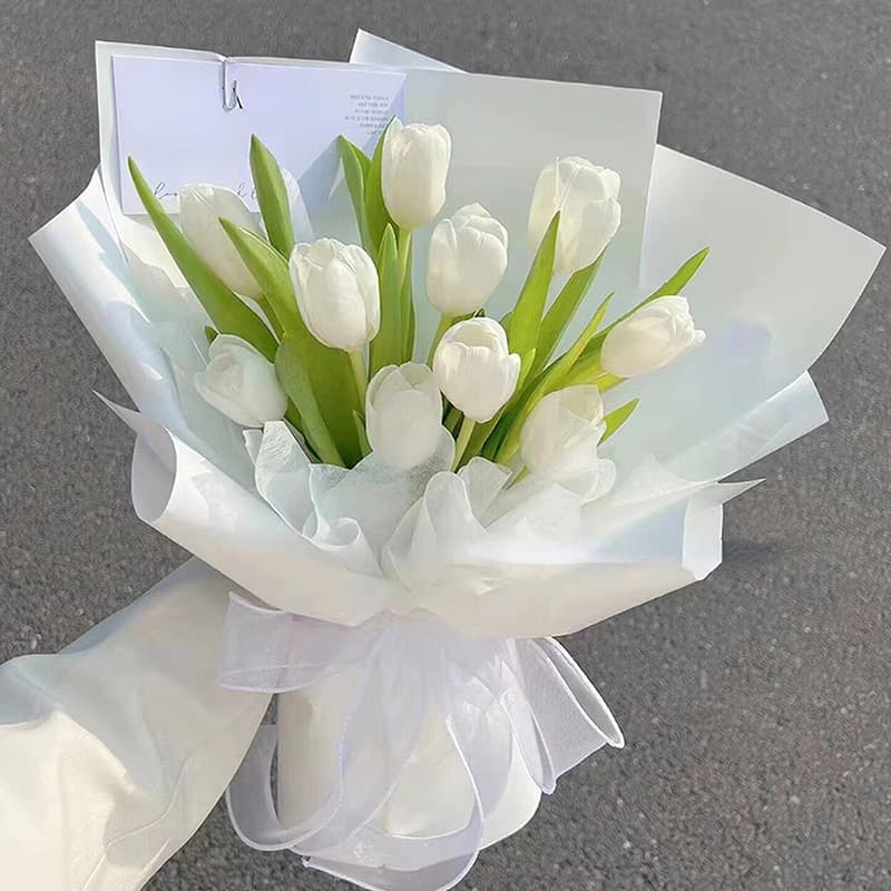 Fenghua, 11 white tulips - Send love flowers to China