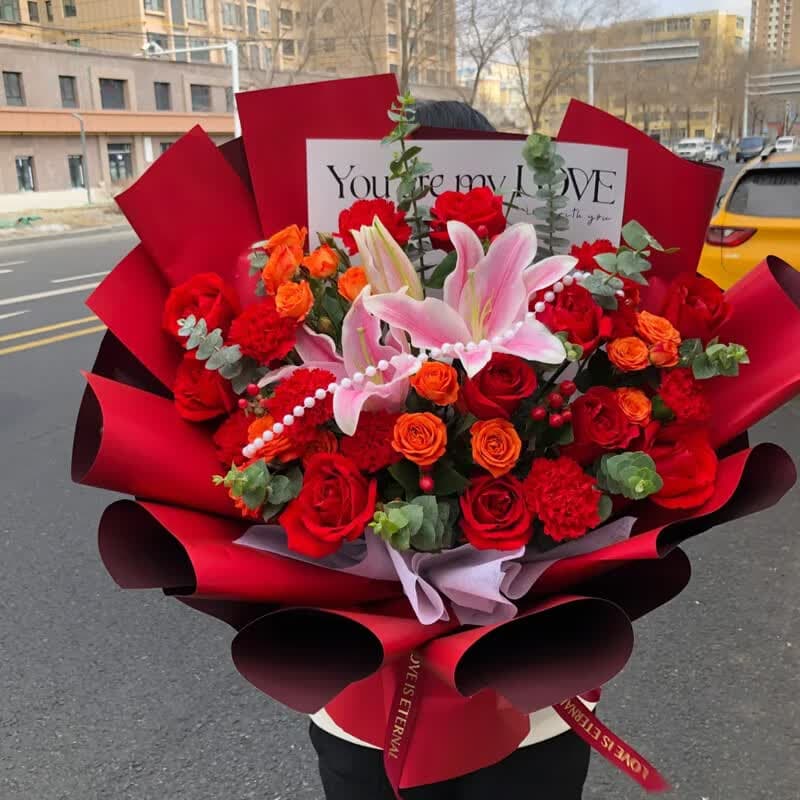 Satisfying and pleasing, a mix of roses, lilies, and carnations - Blessing flowers delivery to China