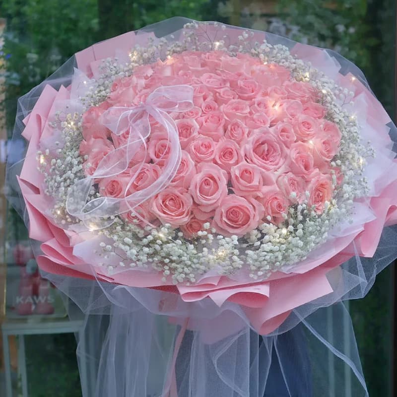 66 pink roses, loving you forever - Send love flowers to China